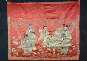 民國刺繡八仙人物紋桌圍