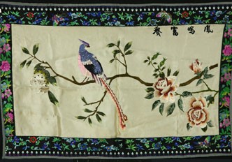 清“鳳鳴富貴”刺繡畫